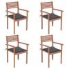 vidaXL Garden Chairs 4 pcs with Anthracite Cushions Solid Teak Wood