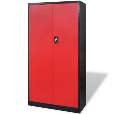 Metal Tool Cabinet 180 cm Black-red