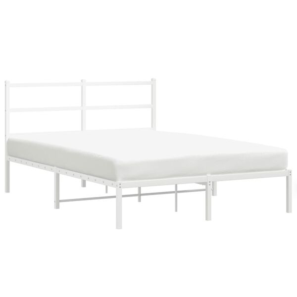 vidaXL Metal Bed Frame without Mattress with Headboard White 135x190cm