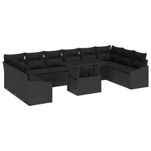 vidaXL Garden Sofa Set 11 pcs Black Poly Rattan & Powder-Coated Steel