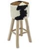 vidaXL Bar Stool Goatskin Leather and Solid Teak Wood