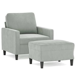 vidaXL Sofa Chair with Footstool Light Grey 60 cm Velvet