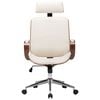 vidaXL Swivel Office Chair with Headrest Cream Faux Leather and Bentwood