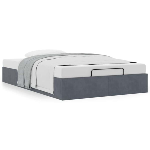 vidaXL Ottoman Storage Bed Frame No Mattress Dark Grey King Single Velvet