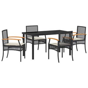 vidaXL Garden Dining Set 5 pcs Black Rattan