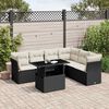 vidaXL 7 Piece Garden Sofa Set with Cushions Black Poly Rattan