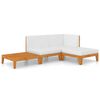 vidaXL 4 Piece Garden Lounge Set with Cushions Solid Acacia Wood