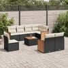 vidaXL 9 Piece Garden Sofa Set with Cushions Black Poly Rattan