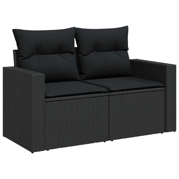 vidaXL Garden Sofa Set Height-Adjustable 11 pcs Black Poly Rattan