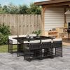 vidaXL 7 Piece Garden Dining Set with Cushions Black Poly Rattan