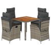 vidaXL 5 Piece Garden Dining Set with Cushions Grey Poly Rattan