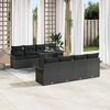 vidaXL Garden Sofa Set with Cushion 9 pcs Black Poly Rattan