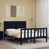 vidaXL Bed Frame without Mattress Black Double Solid Wood Pine