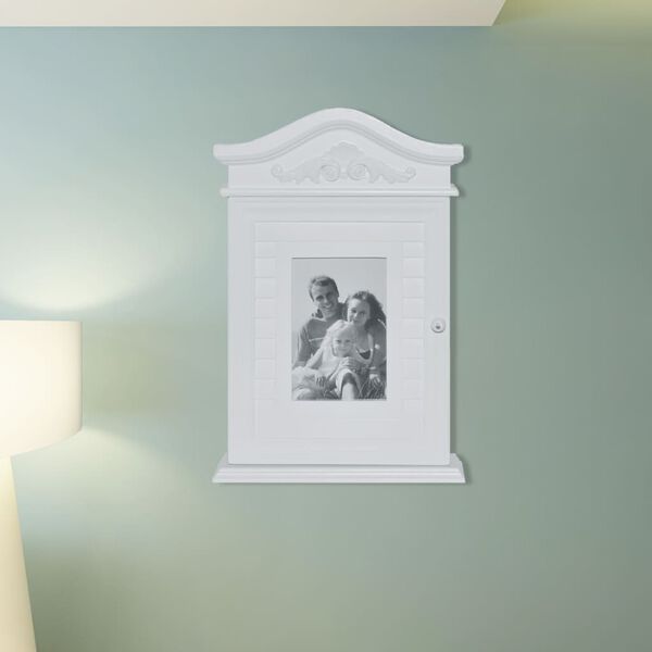 vidaXL Key Cabinet with Photo Frame White