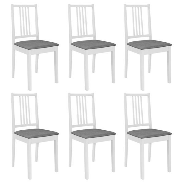 vidaXL Dining Chairs with Cushions 6 pcs White Solid Wood