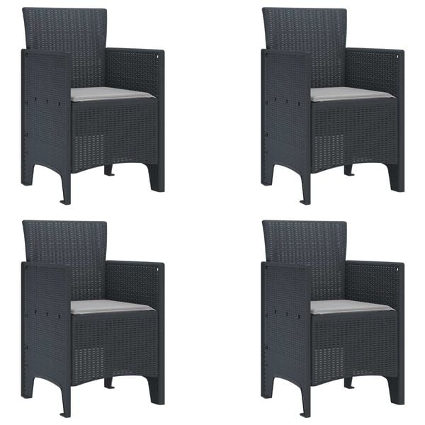 vidaXL Garden Chair 4 pcs Anthracite 53 x 49 x 85 cm Polypropylene
