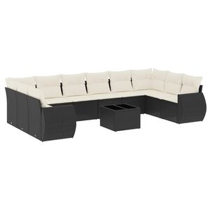 vidaXL 11 Piece Garden Sofa Set with Cushions Black Poly Rattan