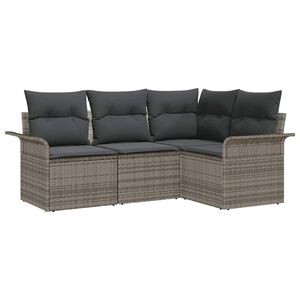 vidaXL Garden Sofa Set with Storage 4 pcs Grey Poly Rattan