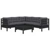vidaXL 6 Piece Garden Lounge Set with Cushions Black Solid Pinewood