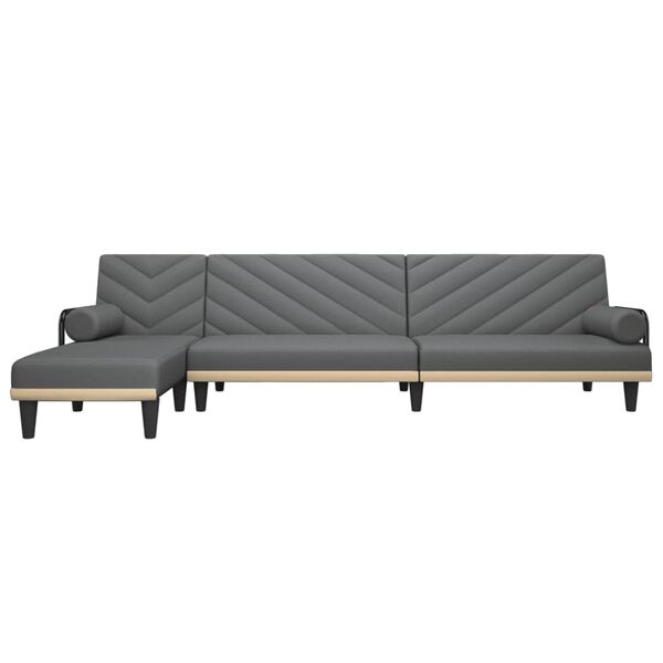 vidaXL L-shaped Sofa Bed Dark Grey 260x140x70 cm Fabric