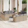 vidaXL 13 Piece Garden Sofa Set with Cushions Beige Poly Rattan