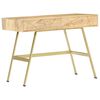 vidaXL Writing Desk | Natural with brass | Solid Mango Wood and Steel