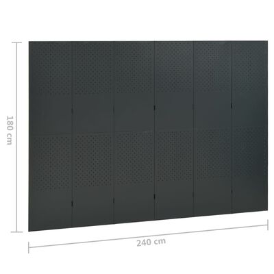 vidaXL 6-Panel Room Divider Anthracite 240x180 cm Steel