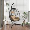 vidaXL Hanging Egg Chair with Cushion Taupe Poly Rattan&Steel