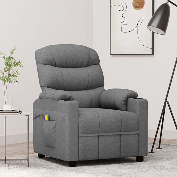 vidaXL Massage Chair Light Grey Fabric