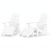 vidaXL Garden Adirondack Chairs 2 pcs with Footstools HDPE White