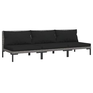 vidaXL Garden Sofas 3pcs with Cushions Half Round Poly Rattan