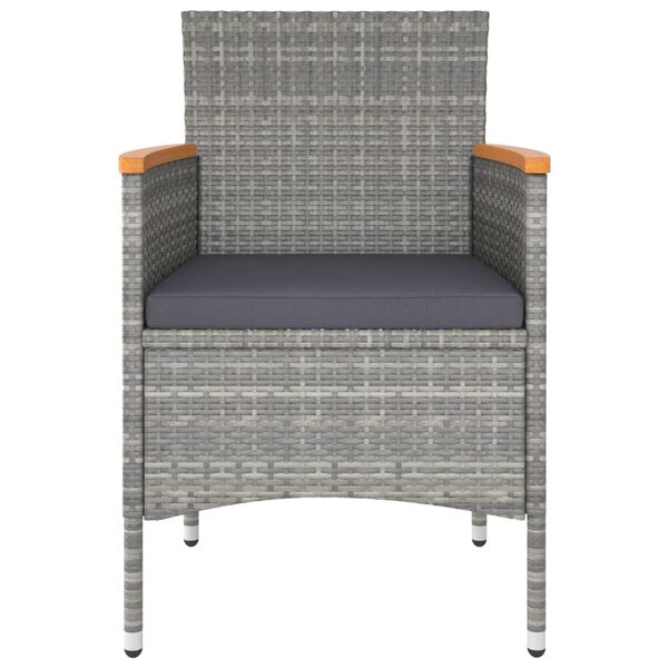 vidaXL 5 Piece Garden Bistro Set Poly Rattan and Tempered Glass Grey