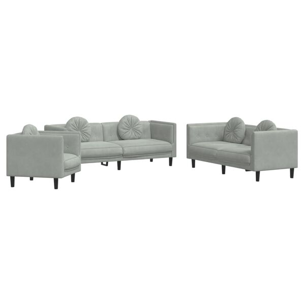 vidaXL 2 Piece Sofa Set with Pillows Dark Grey Velvet