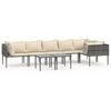 vidaXL 7 Piece Garden Lounge Set with Cushions Grey Poly Rattan