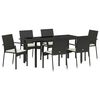vidaXL Garden Dining Set with Cushion 7 pcs Black Poly Rattan