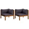 vidaXL Corner Sofas 2 pcs with Dark Grey Cushions Solid Acacia Wood