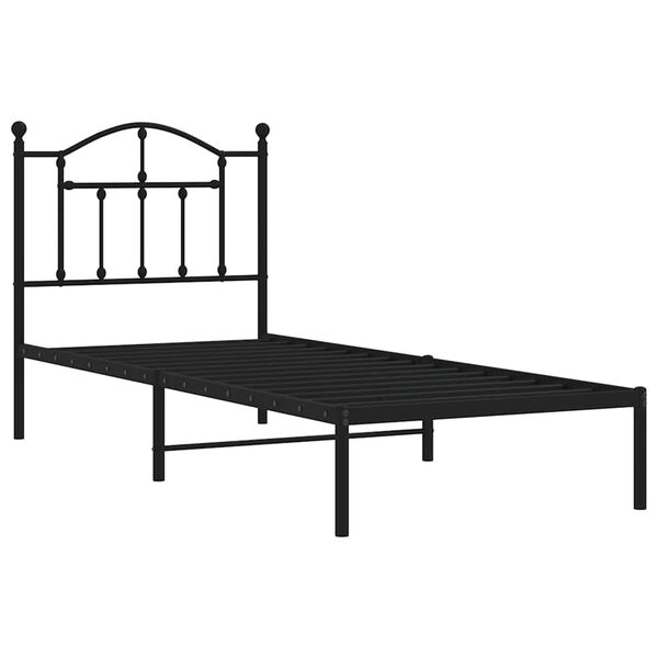 vidaXL Metal Bed Frame without Mattress with Headboard Black 90x190cm
