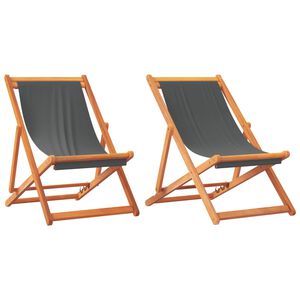 vidaXL Folding Chairs 2 pcs Grey Fabric