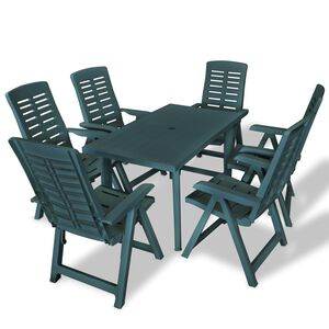 vidaXL Dining Set | Green | Durable Plastic | Standard | Foldable