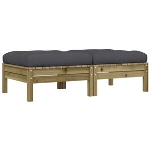 vidaXL Garden Footstools with Cushions 2 pcs Impregnated Wood Pine