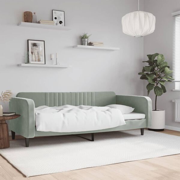 vidaXL Day Bed without Mattress Light Grey 90x190 cm Velvet