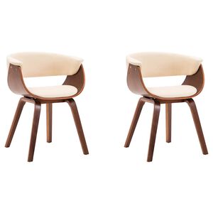 vidaXL Dining Chairs 2 pcs Cream Bent Wood and Faux Leather