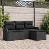 vidaXL Garden Sofa Set with Storage 4 pcs Black Poly Rattan