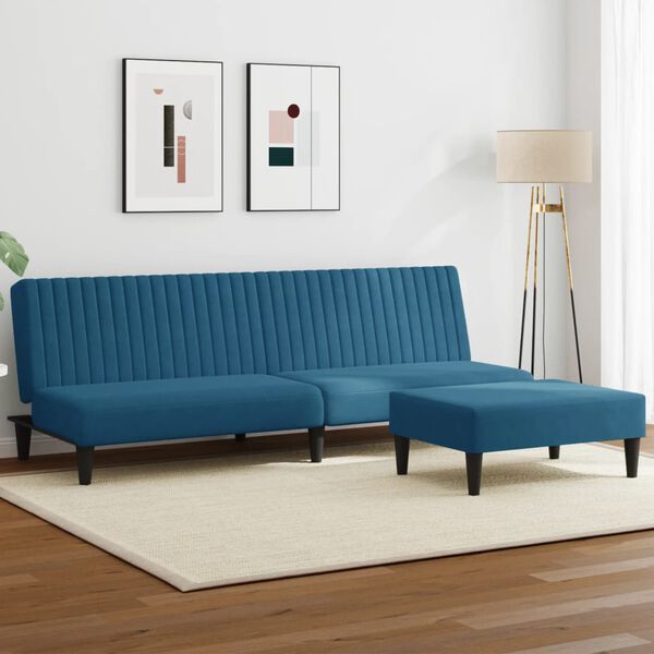 vidaXL 2 Piece Sofa Set Blue Velvet