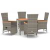 vidaXL 5 Piece Garden Dining Set with Cushions Grey Poly Rattan