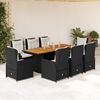 vidaXL 9 Piece Garden Dining Set with Cushions Black Poly Rattan