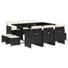 vidaXL 11 Piece Garden Dining Set with Cushions Black Poly Rattan
