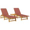 vidaXL Sun Loungers 2 pcs with Table Red Solid Wood Acacia