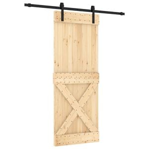 vidaXL Sliding Door Natural and Black 80 x 210 cm Solid Pine Wood