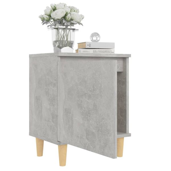 vidaXL Bed Cabinets with Solid Wood Legs 2pcs Concrete Grey 40x30x50cm